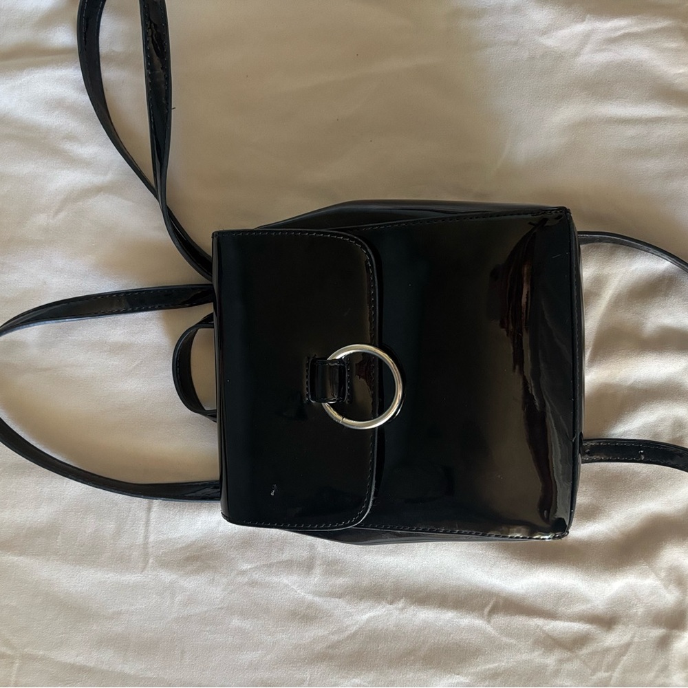 Forever 21 Black Patent Backpack